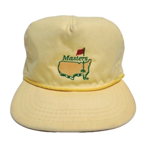 Vintage Masters Golf Rope Derby Hat Cap Yellow Green Augusta USA Made - Picture 1 of 10